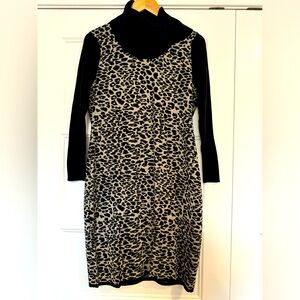 Calvin Klein leopard print sweater dress large NWOT